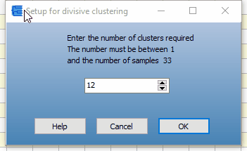Divisive clustering setup