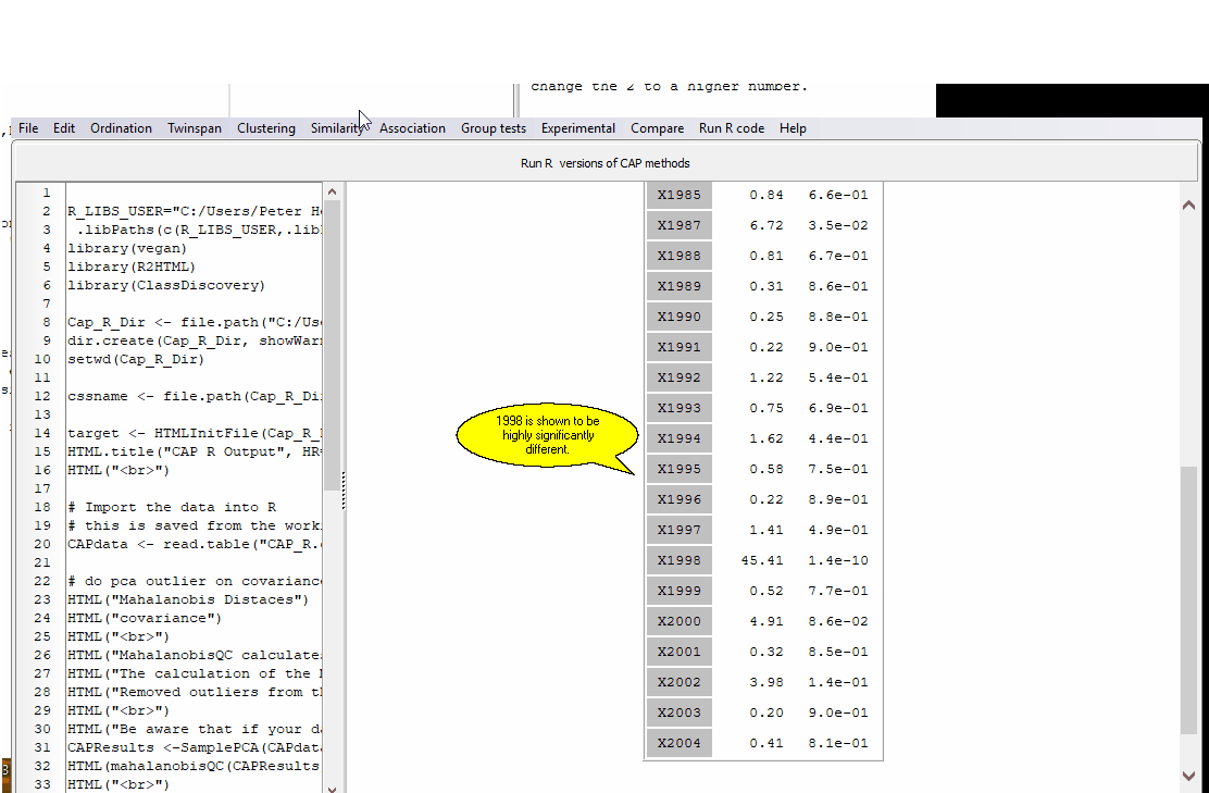 Outlier analysis cov R